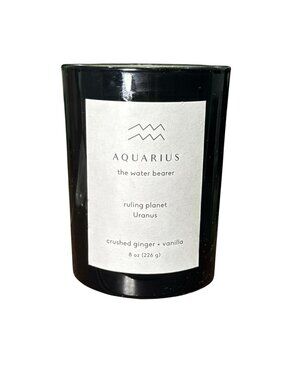 Aquarius Zodiac Candle With Crushed Ginger & Vanilla Scent 8 Oz By Threshold